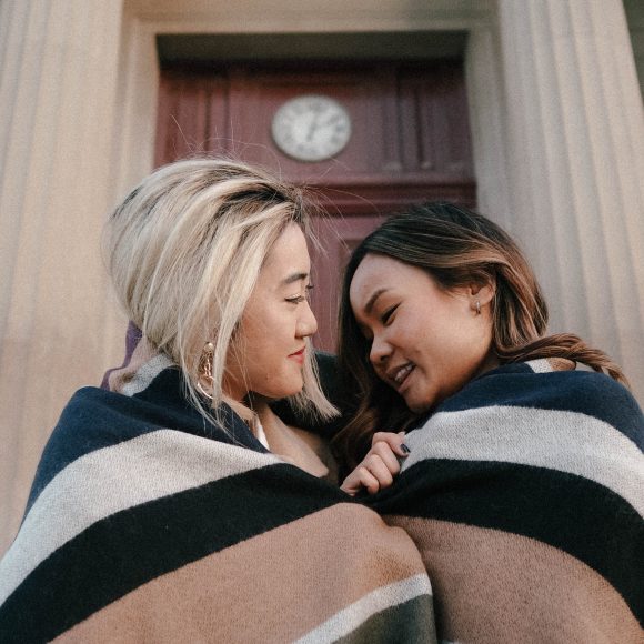 Best friends have a way of always making you smile. Cozied up in this beautiful Dynamite scarf.